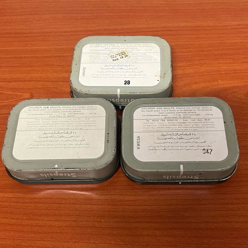 Strepsils metal boxes used, set of 3 pieces