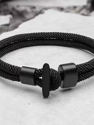 Men's black bracelet new with minimal design