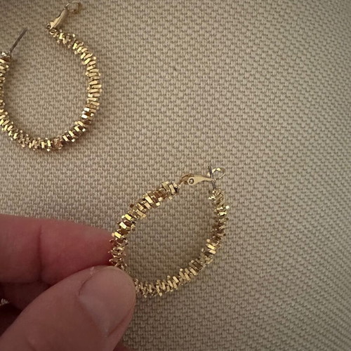 Gold-plated earrings new with unique design, gold color