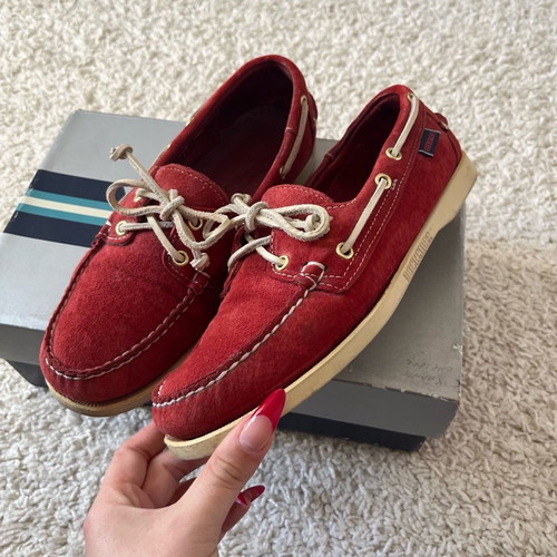 Sebago dockside red suede moccasins used, size 41