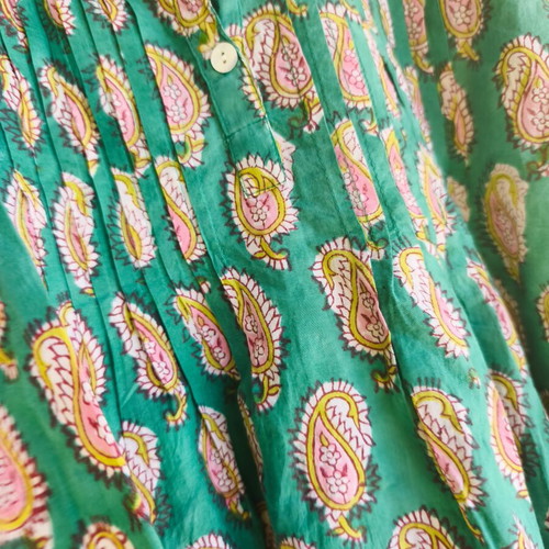 Boho caftan turquoise handcrafted, printed design