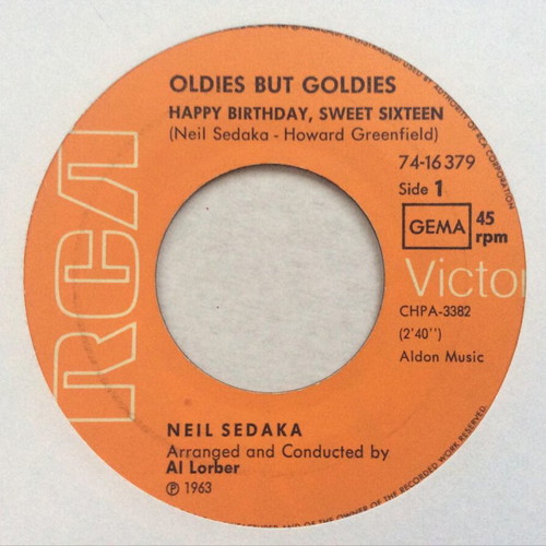 Neil Sedaka Happy Birthday Sweet Sixteen vinyl single used, pop