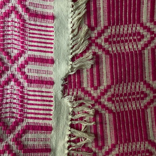 Handwoven loom blanket used, fuchsia color, 1.60x2.05