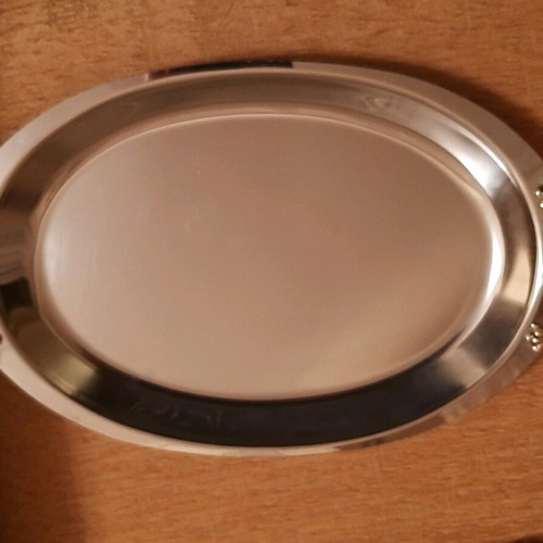 Stainless Steel Serving Tray with 24k Gold Like New