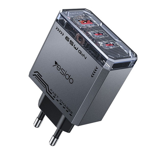 Yesido YC101 wall charger GaN 65W 1x USB-A 2x USB-C black new