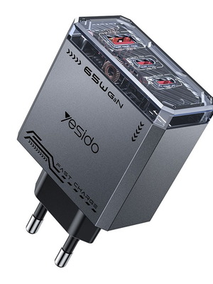 Yesido YC101 φορτιστής τοίχου GaN 65W 1x USB-A 2x USB-C μαύρο καινούργιο