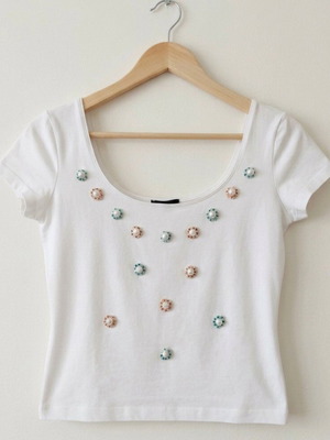 Τοπ Rocco Barocco σαν καινούργιο, άσπρο με πέρλες