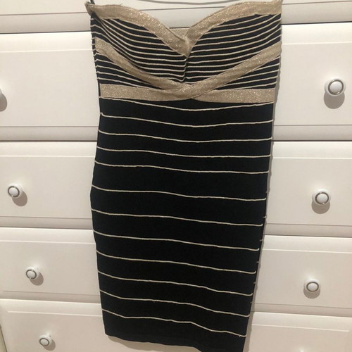 Strapless dress used, gold, Tally Weil size 38