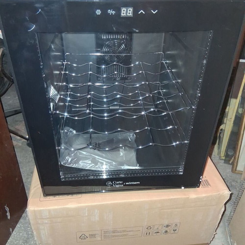 Wintem Wooler wine cooler for 16 bottles, black, like new, missing one shelf