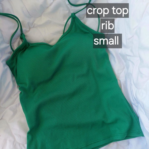 Green Ribbed Top with Built-in Support Small, Made in Italy