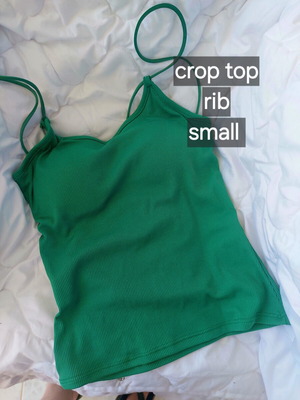 Green Ribbed Top with Built-in Support Small, Made in Italy