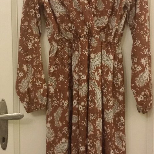 Sublevel autumn dress with paisley pattern new, brown and camel
