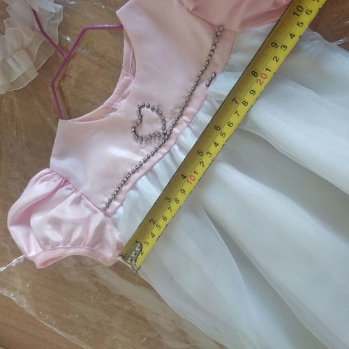 Baptism dress used white-pink with rhinestones for 9 months old