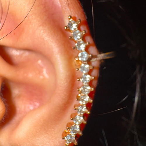 Ear cuff earring new with rhinestones gold color