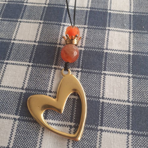 Long heart-shaped necklace with decorative crystal new