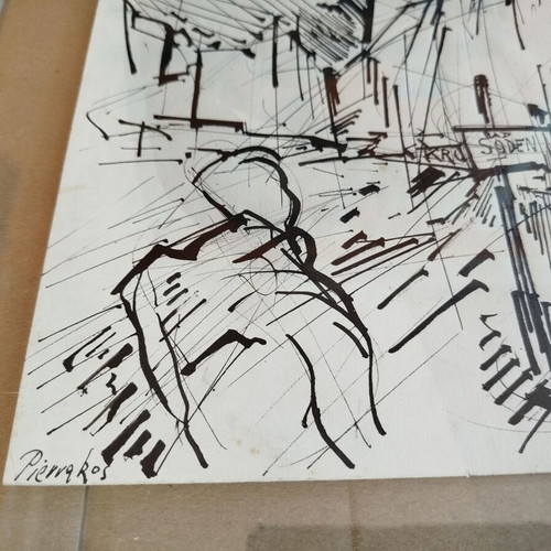 Alkis Pierrakos Ink Drawing on Paper like new