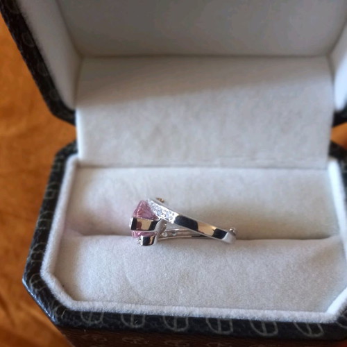 Galerie Tsangarakis sterling silver 925 platinum plated ring with pink zircon