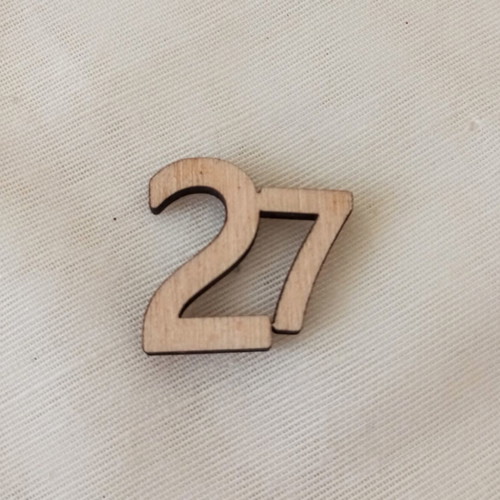 Wooden laser-cut number 27 elements, set of 10