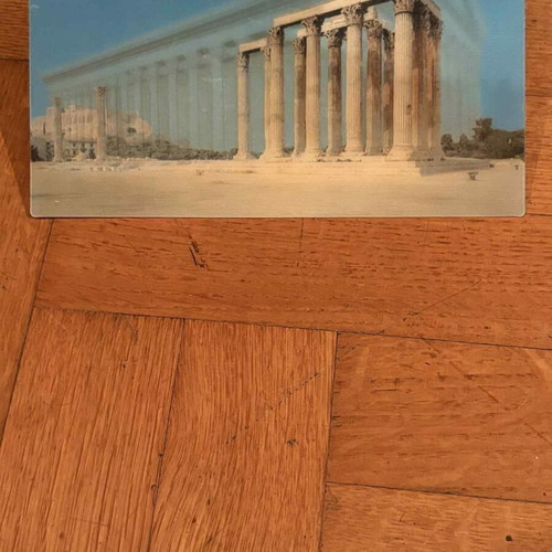 Color postcard used double photo (Theseion Column of Olympian Zeus)