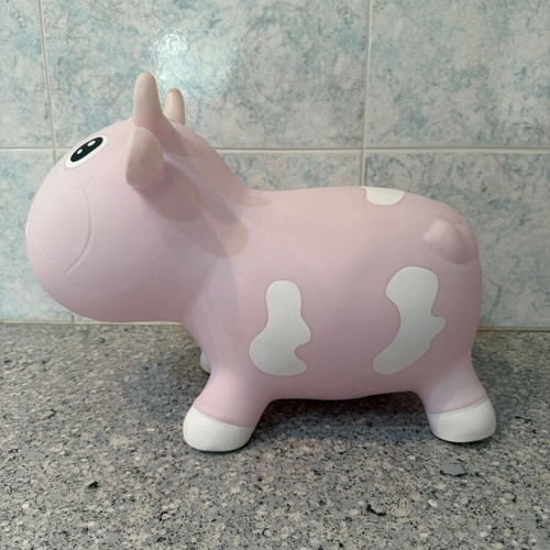 KidzzFarm Bella inflatable hopping toy cow used, pink