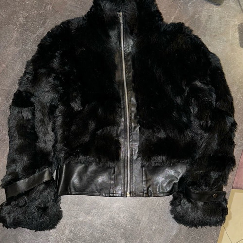 Synthetic fur jacket like new, black