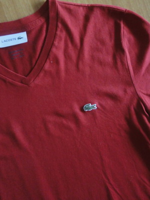 Lacoste men's t-shirt size S like new, dark red, 100% cotton