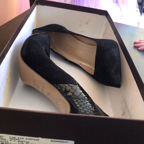 J. Bournazos black suede pumps size 37.5 like new