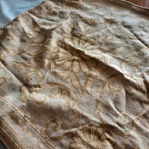 Large pillow cover used, 62x62 cm, durable fabric, yellow-gold