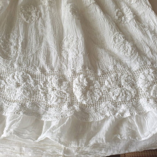 Cotton mini dress with lace white like new