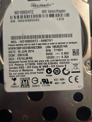 WD VelociRaptor 1TB WD1000DHTZ 10.000rpm SATA III σαν καινούργιο