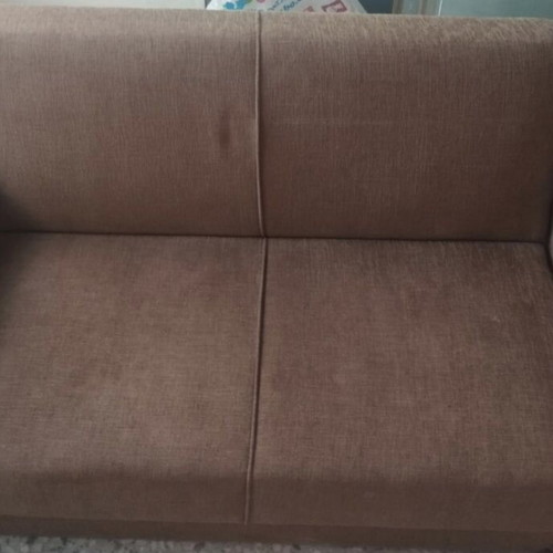 Sofa beds set of 2, three-seater and two-seater with storage, like new, light brown
