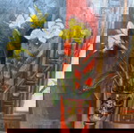 Έργο τέχνης Γ. Πατριαρχέας μεταχειρισμένο, βάζο με λουλούδια σε κορνίζα