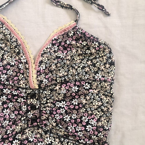 Halter Top Liu Jo floral with strass and lace Small new