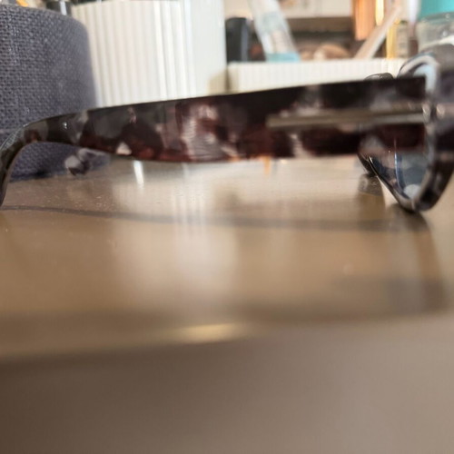Glasses with blue transparent lens like new, turtle design
