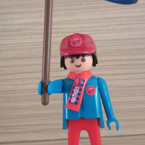 Playmobil Panionios Fan Figure like new with flag and scarf