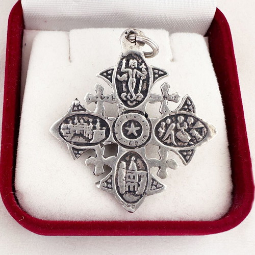Vintage Malta Knights Cross silver 925 pendant used, handmade
