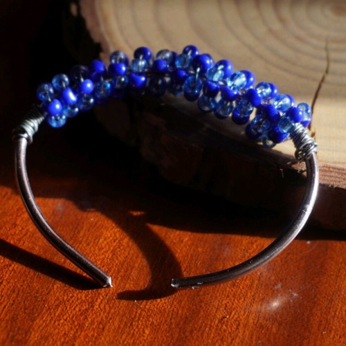 Handmade bracelet new with blue and light blue beads