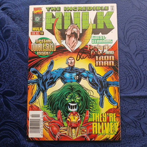 Incredible Hulk #450 used with Peter David autograph, double issue