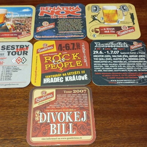 Old beer coasters new, collector's set with Gambrinus holder