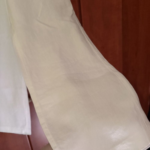 Massimo Dutti white linen pants, straight wide leg