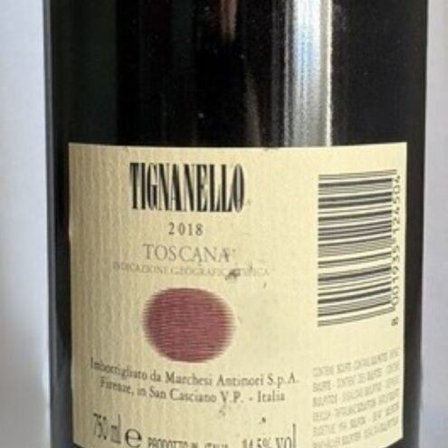 Super Tuscan Tignanello 2018 bottle 0.75L new