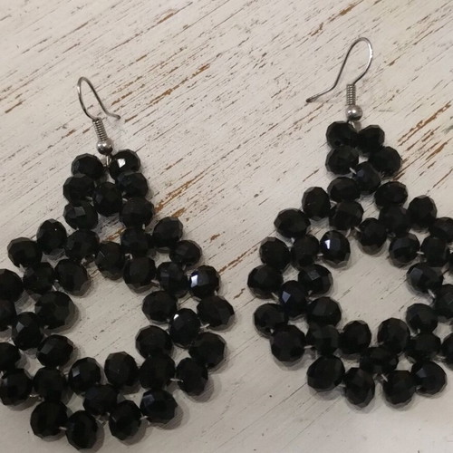 Earrings with black crystals handmade