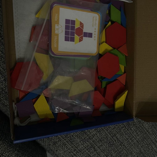 Wooden Montessori Educational Toy with Cards and Geometric Shapes like new