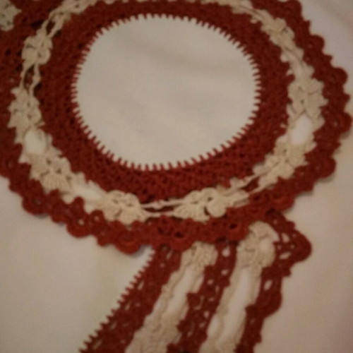 Set of 3 used table linens fabric and lace 1970s