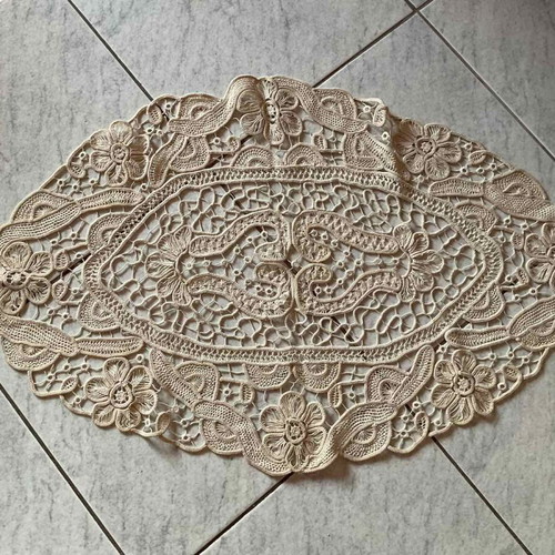 Vintage Oval Handmade Kopaneli Lace Table Runner new