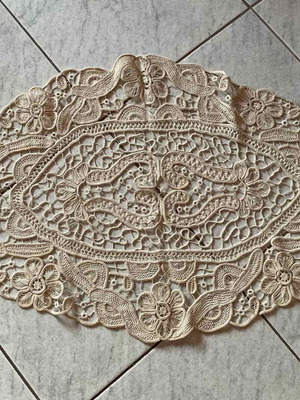 Vintage Oval Handmade Kopaneli Lace Table Runner new