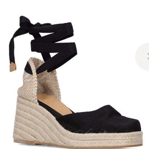 Castaner Tina Black Espadrilles Square Toe size 38 like new