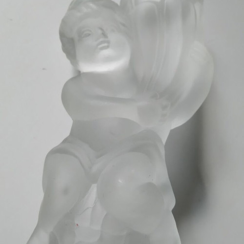 Vintage small candlestick from frosted glass like new