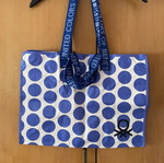 Benetton large multi-purpose shoulder bag with purple polka dots