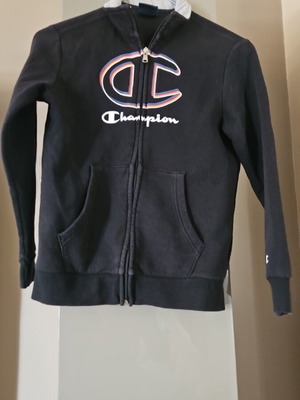 Champion zip-up jacket for boys like new, size 140 cm, black and gray